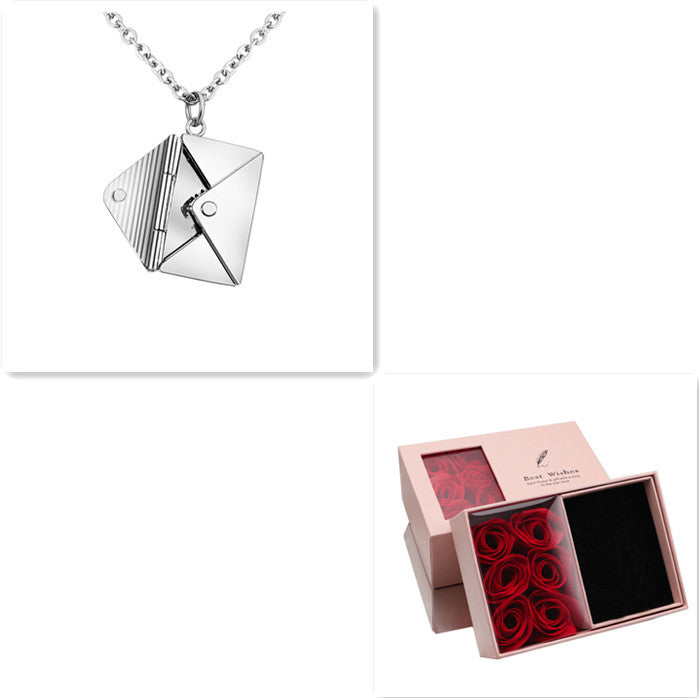 Envelope Locket Necklace - Personalized Love Letter Jewelry-2
