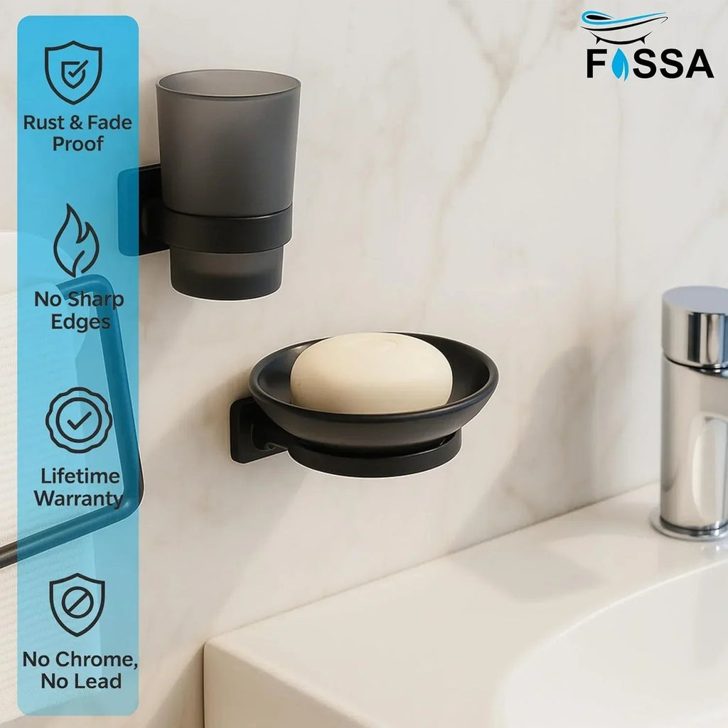 Ceramic Black Unbreakable Soap Dish  Round Glossy Finish (RB-121)