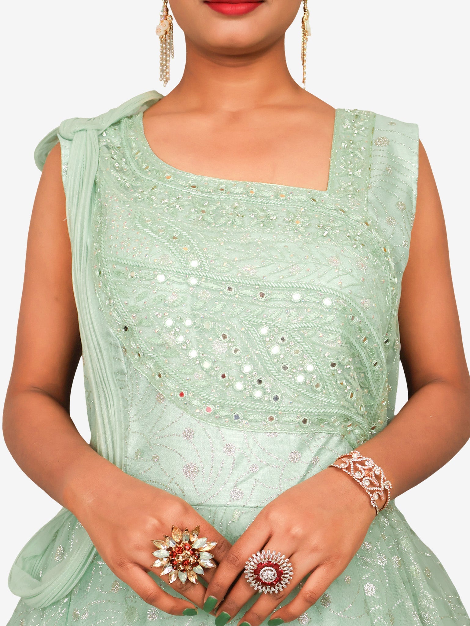 Gown with Mirror & Cut Dana Work by Shreekama