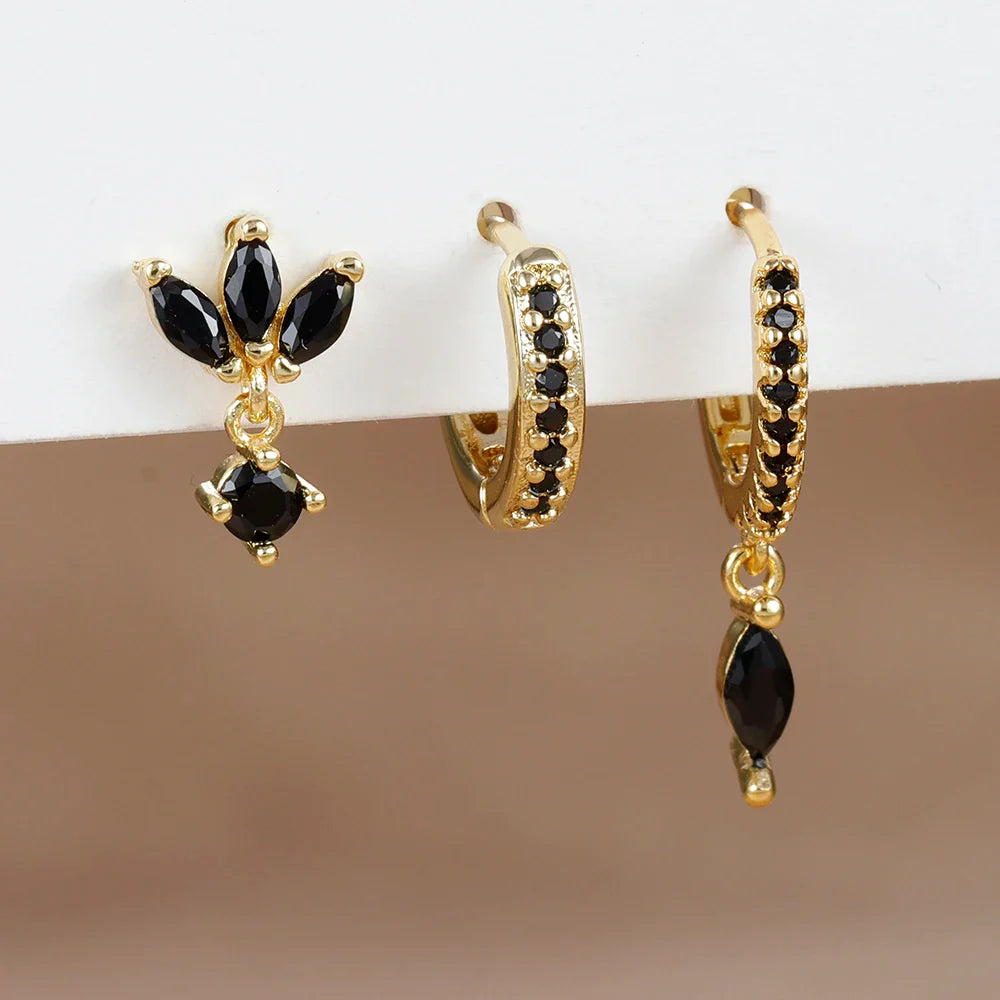 3PCS Horse Eye Zircon Stud Earrings-6