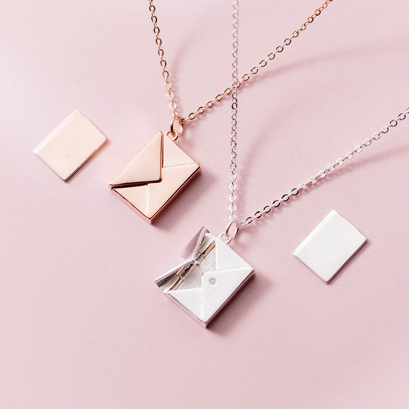 Envelope Locket Necklace - Personalized Love Letter Jewelry-4
